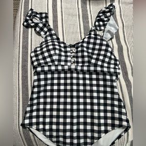 Black & white gingham bathing suit